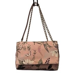Kate Spade Briar Lane Botantical Pink Floral Crossbody Bag With Adjust Metal Str